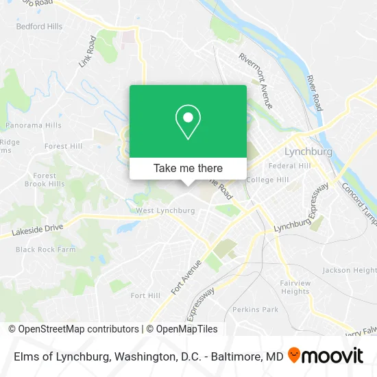 Elms of Lynchburg map