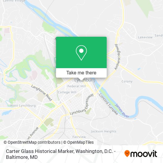 Carter Glass Historical Marker map