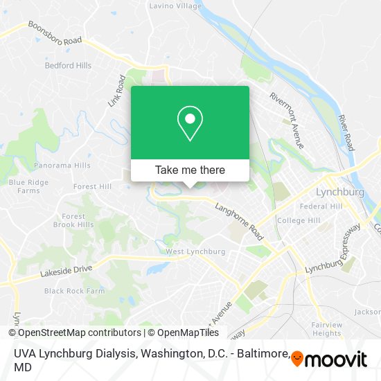 UVA Lynchburg Dialysis map