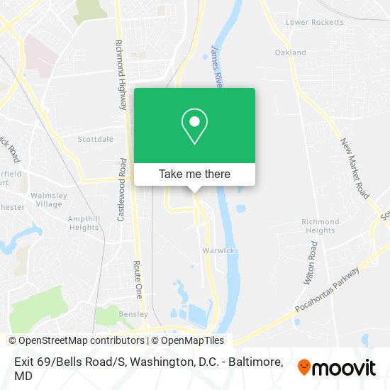 Exit 69/Bells Road/S map