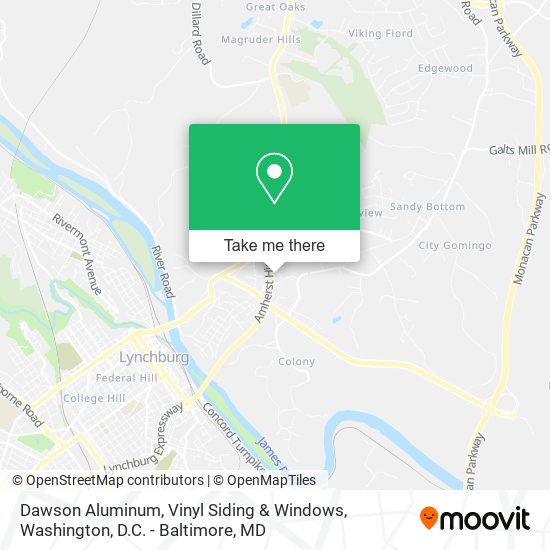 Mapa de Dawson Aluminum, Vinyl Siding & Windows