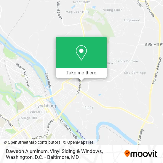 Dawson Aluminum, Vinyl Siding & Windows map