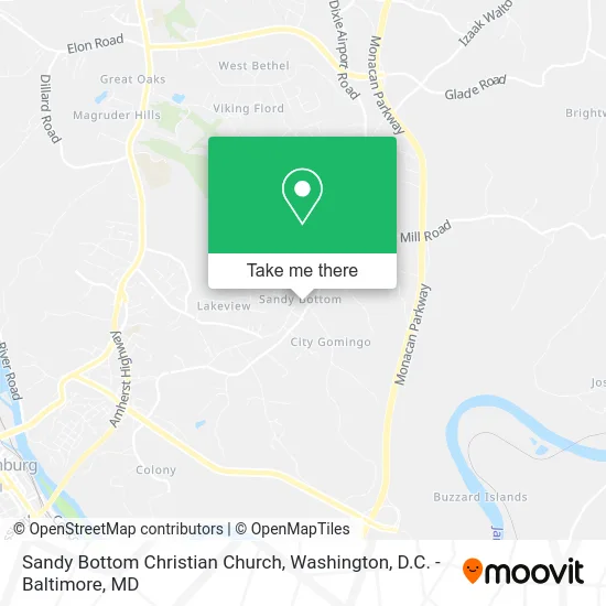 Sandy Bottom Christian Church map