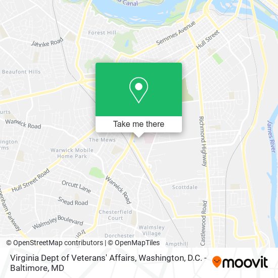 Virginia Dept of Veterans' Affairs map
