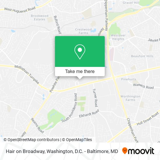 Hair on Broadway map