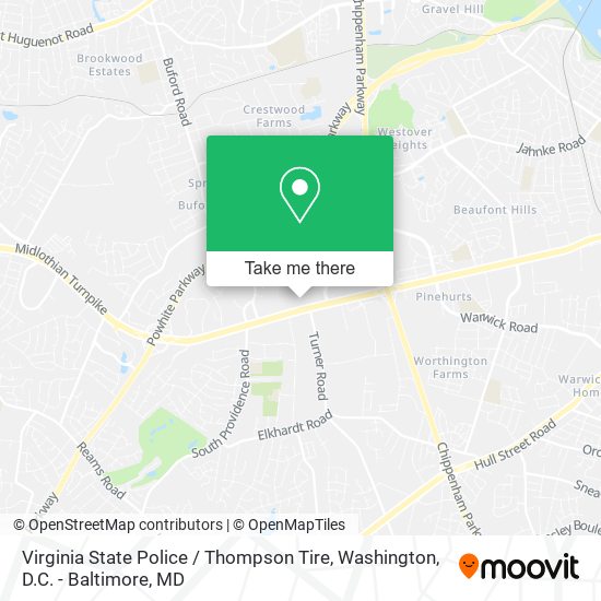 Mapa de Virginia State Police / Thompson Tire