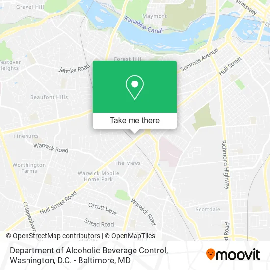 Department of Alcoholic Beverage Control map