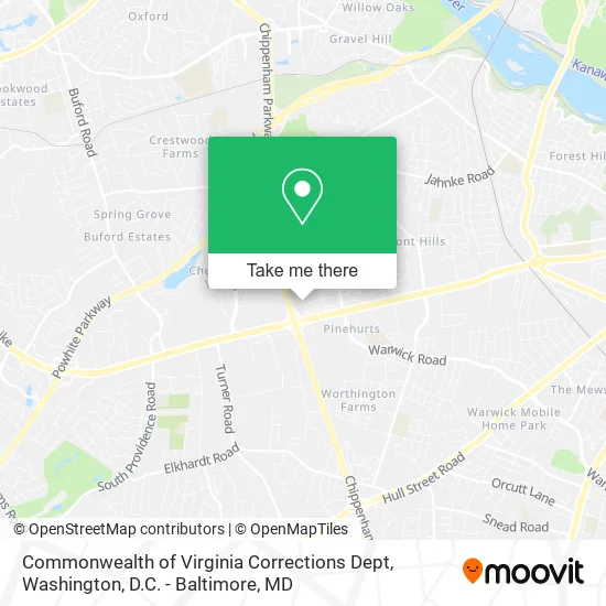 Commonwealth of Virginia Corrections Dept map