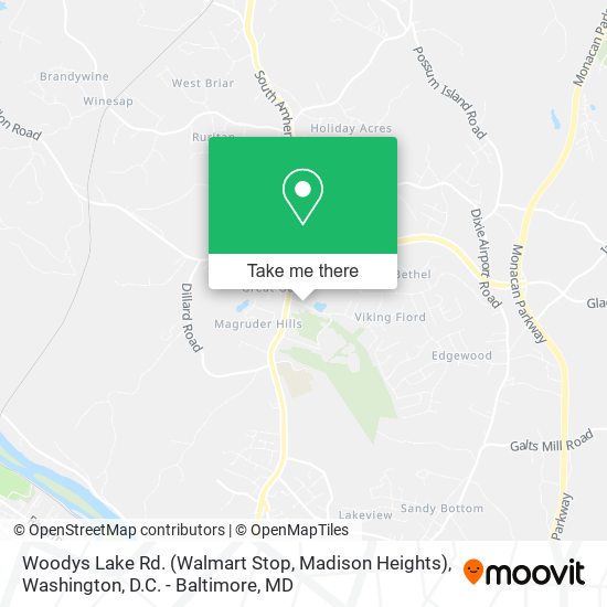 Woodys Lake Rd. (Walmart Stop, Madison Heights) map
