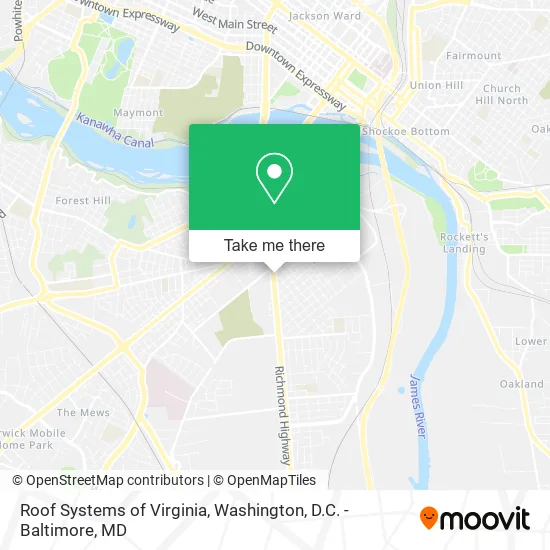 Roof Systems of Virginia map