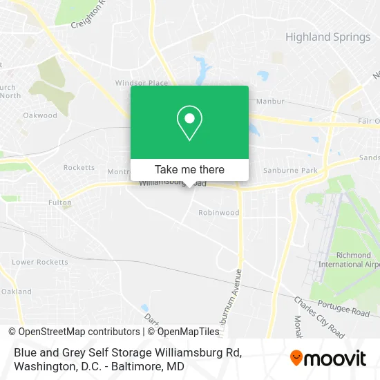 Blue and Grey Self Storage Williamsburg Rd map