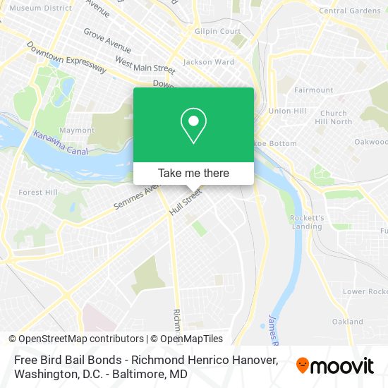 Free Bird Bail Bonds - Richmond Henrico Hanover map