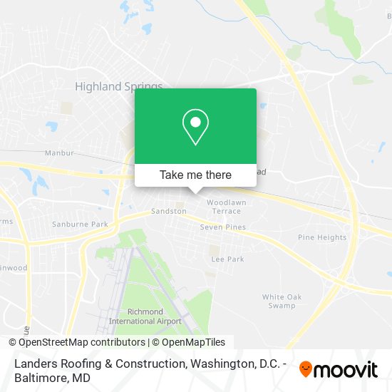 Landers Roofing & Construction map