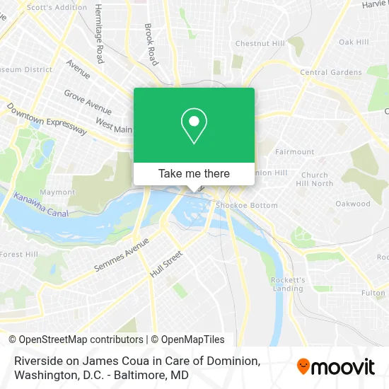 Riverside on James Coua in Care of Dominion map