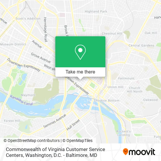 Commonwealth of Virginia Customer Service Centers map