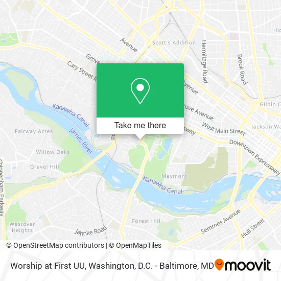 Worship at First UU map