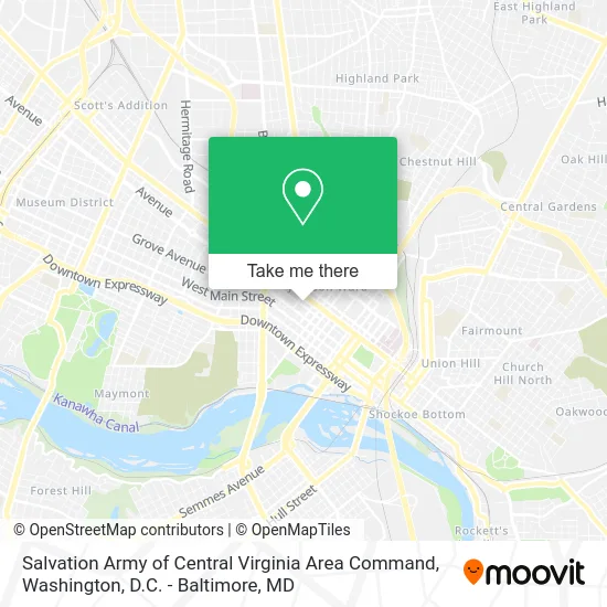 Salvation Army of Central Virginia Area Command map