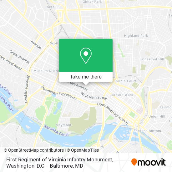 First Regiment of Virginia Infantry Monument map