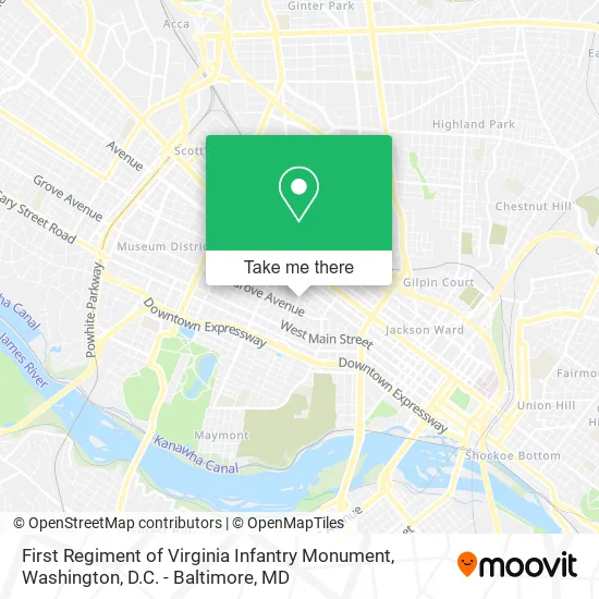 First Regiment of Virginia Infantry Monument map