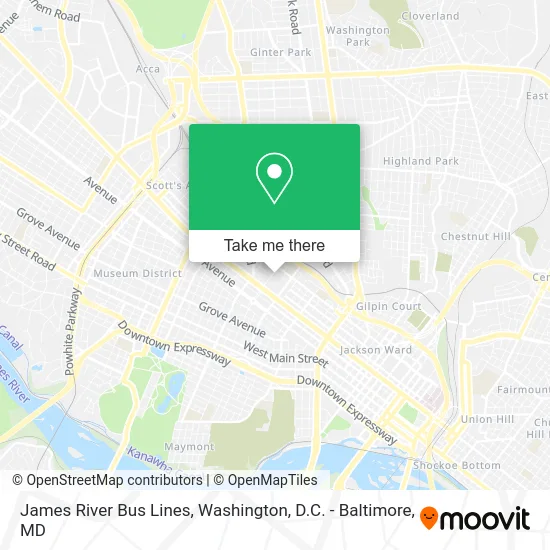 James River Bus Lines map