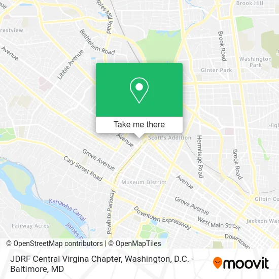 JDRF Central Virgina Chapter map