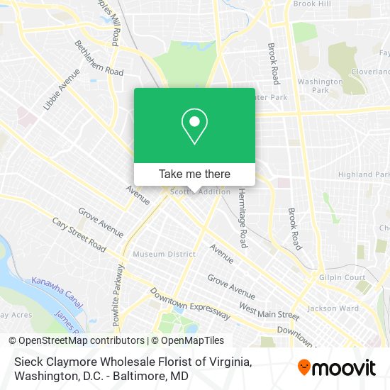 Sieck Claymore Wholesale Florist of Virginia map