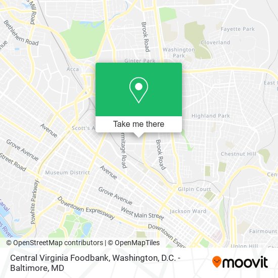 Central Virginia Foodbank map
