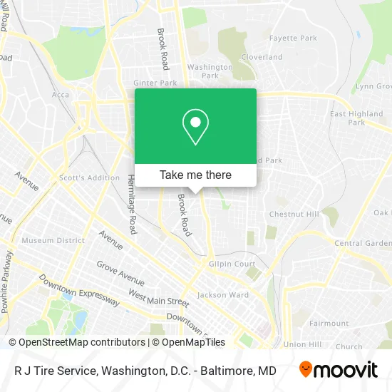 R J Tire Service map