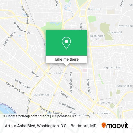 Arthur Ashe Blvd map