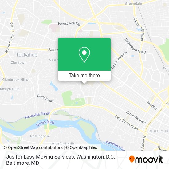 Jus for Less Moving Services map