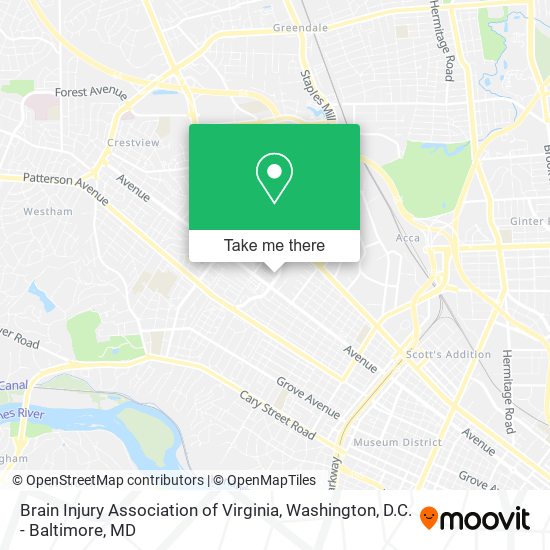 Brain Injury Association of Virginia map