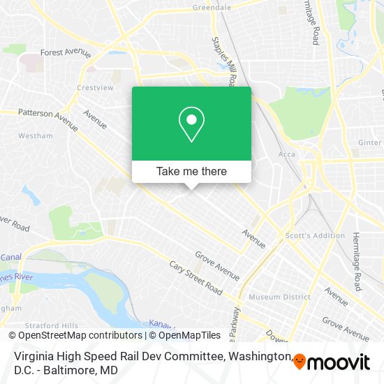 Virginia High Speed Rail Dev Committee map