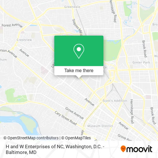 H and W Enterprises of NC map