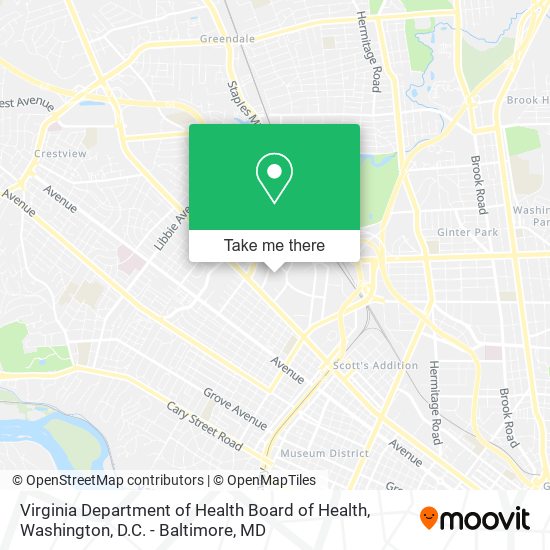 Mapa de Virginia Department of Health Board of Health
