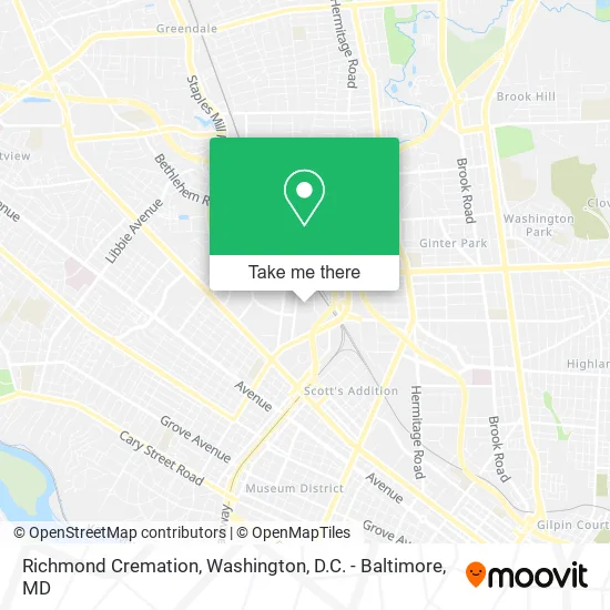 Richmond Cremation map