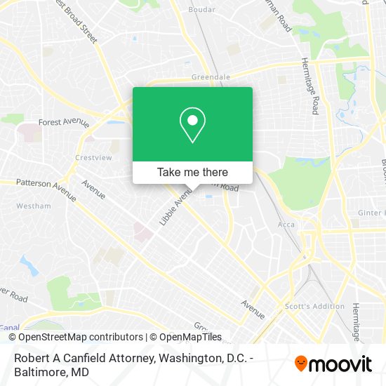 Robert A Canfield Attorney map