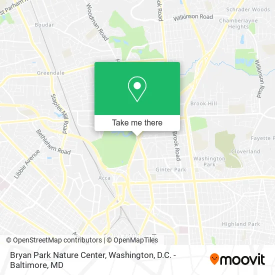 Bryan Park Nature Center map