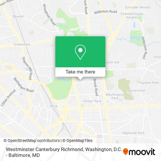 Westminster Canterbury Richmond map