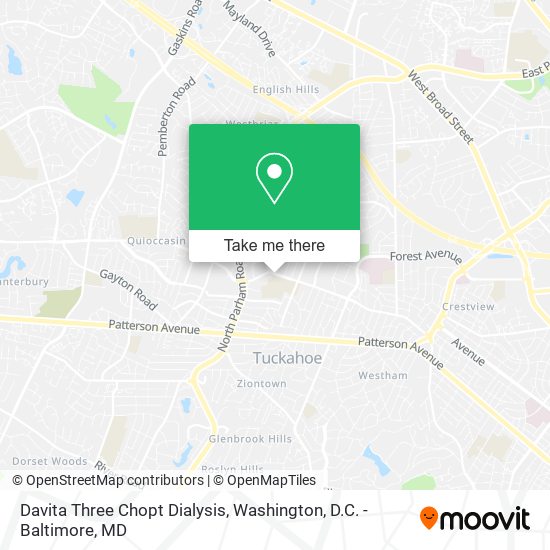 Davita Three Chopt Dialysis map