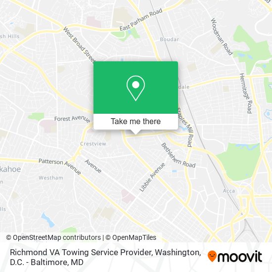 Richmond VA Towing Service Provider map