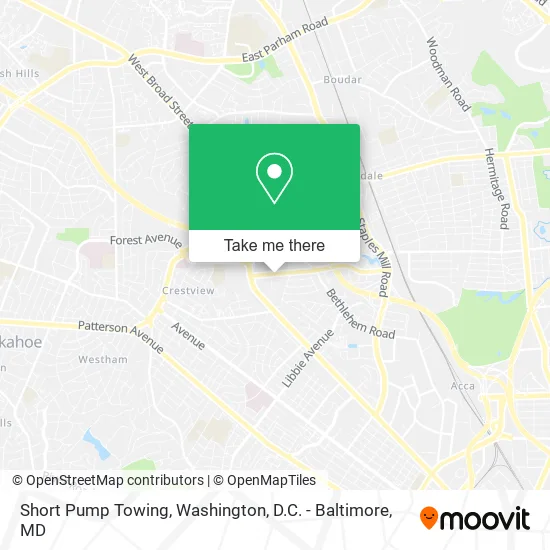 Short Pump Towing map