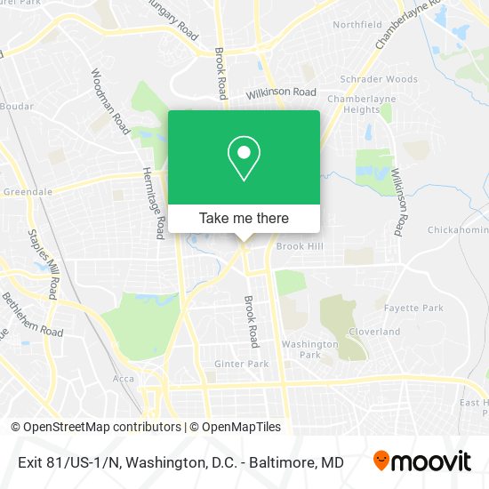 Exit 81/US-1/N map