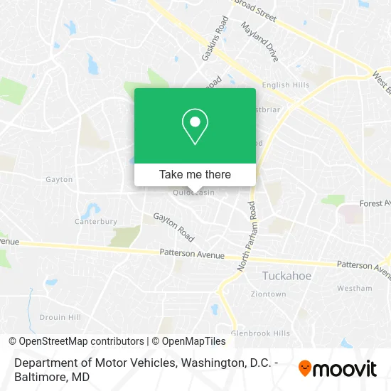 Department of Motor Vehicles map