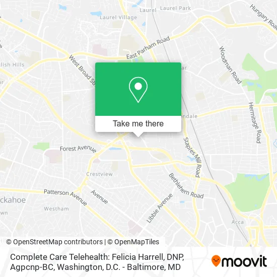 Complete Care Telehealth: Felicia Harrell, DNP, Agpcnp-BC map