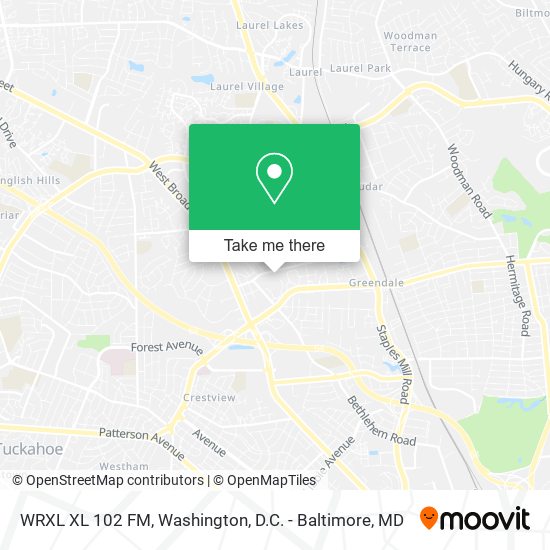 WRXL XL 102 FM map
