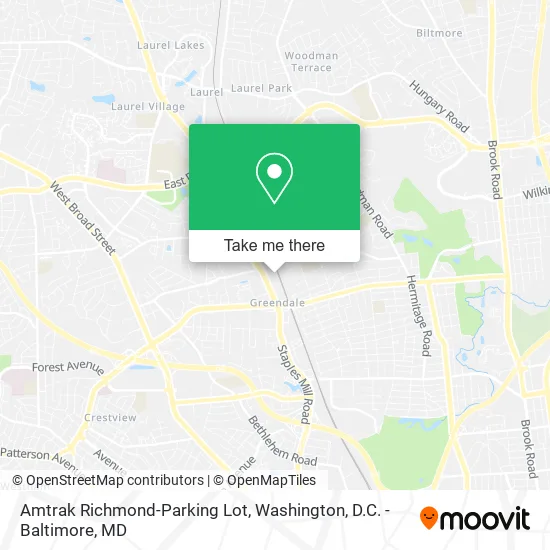 Mapa de Amtrak Richmond-Parking Lot