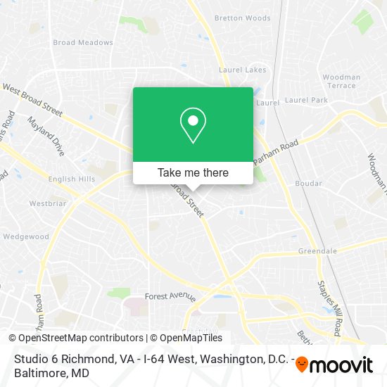 Studio 6 Richmond, VA - I-64 West map