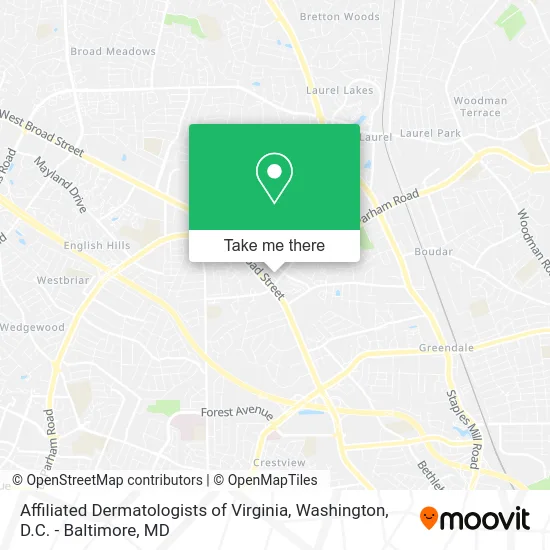 Affiliated Dermatologists of Virginia map