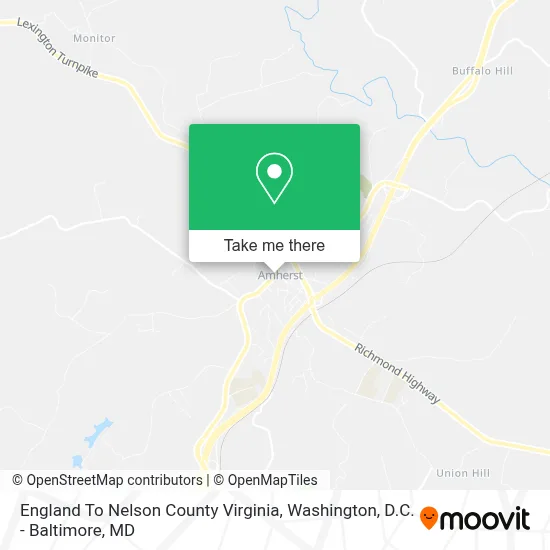 England To Nelson County Virginia map