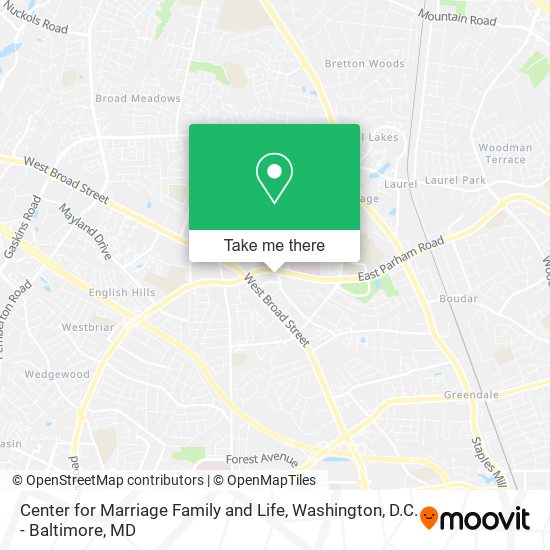 Center for Marriage Family and Life map